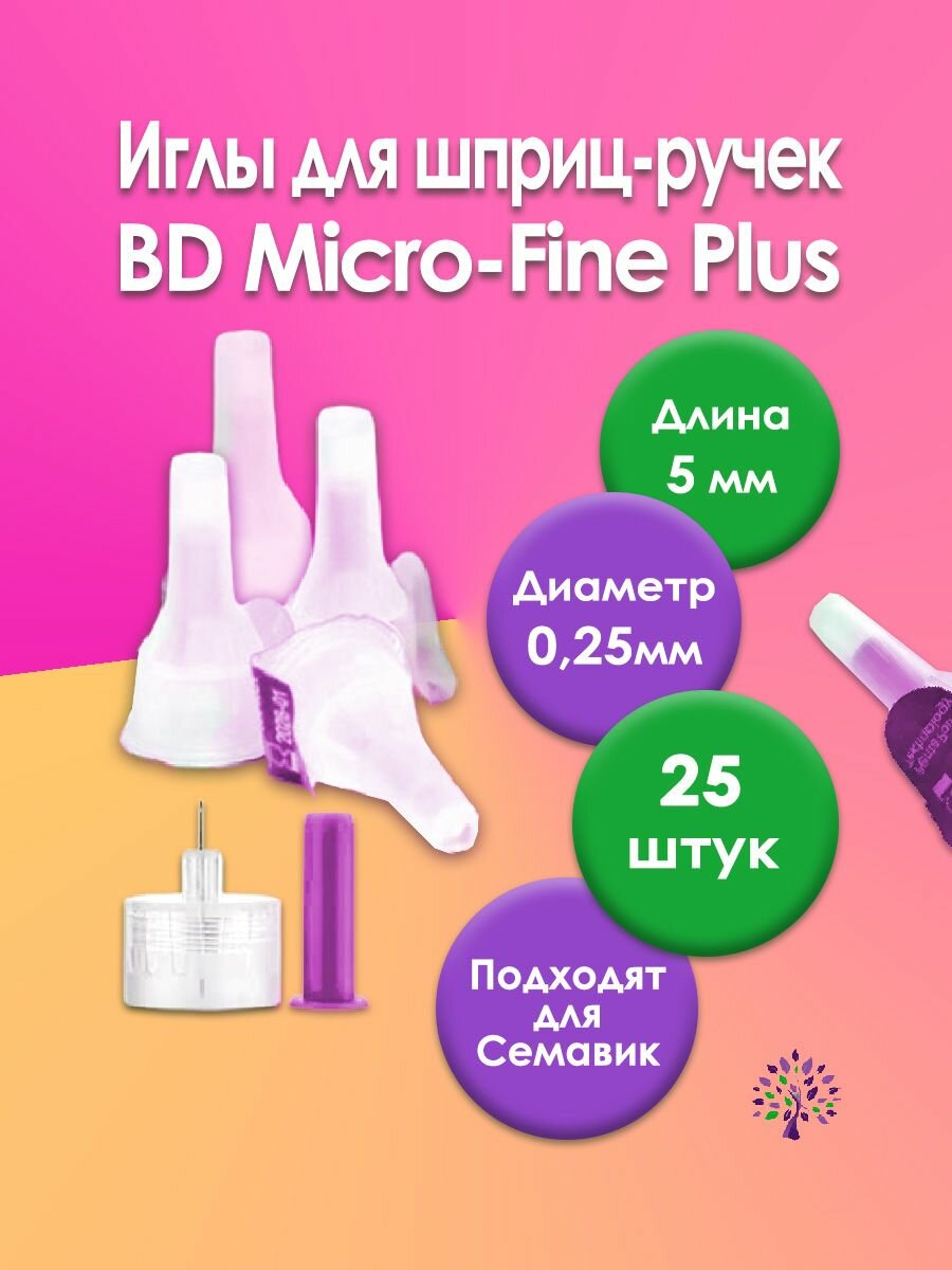 Иглы для шприц-ручек Микрофайн Плюс(BD Micro-Fine Plus)0,25 мм (31G) х 5 мм, 25 игл
