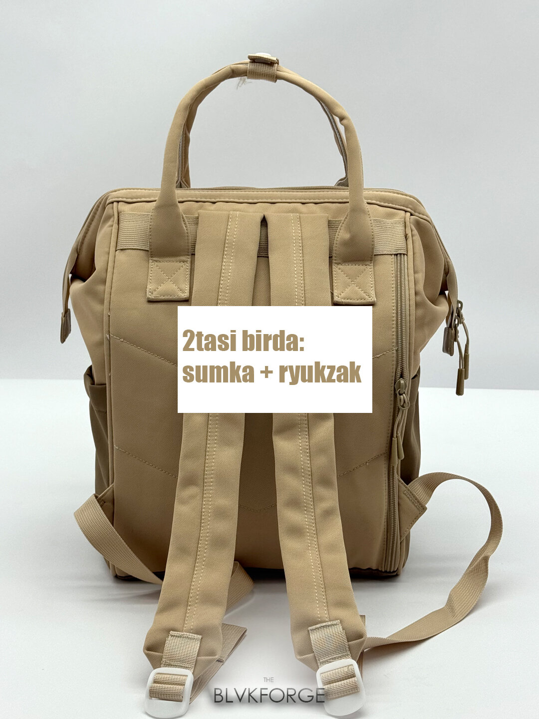 Сумка-рюкзак  Сумка-рюкзак для мам, с полужестким каркасом, фактура матовая, гладкая — фото 1