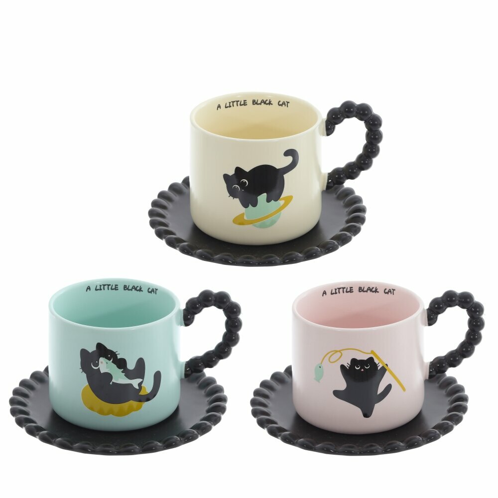 Кружка с блюдцем  320 мл  16х15х9 см  1шт из 3х видов KSM 818043