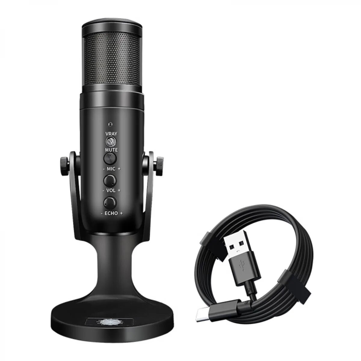 Настольный USB-микрофон JMARY MC-PW9: конденсаторный, черный, для стримов и подкастов — фото 1