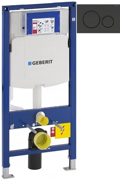 Инсталляция для унитаза Geberit Duofix Sigma 20 111.300.00.5 + 111.815.00.1 + 115.882. DW.1 с кнопкой смыва черный глянец/черный матовый/черный глянец