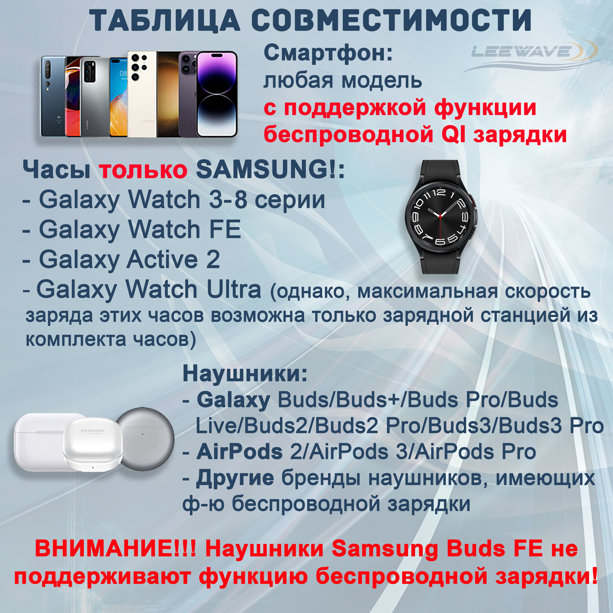 Беспроводная зарядка 3 в 1 для SAMSUNG, док станция QI (GRACE model) Черная — фото 1