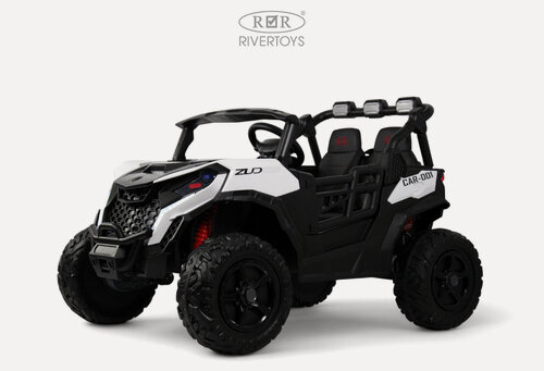 Изображение товара Детский электромобиль RiverToys K555KK с дистанционным управлением, полноприводный, двухместный белый