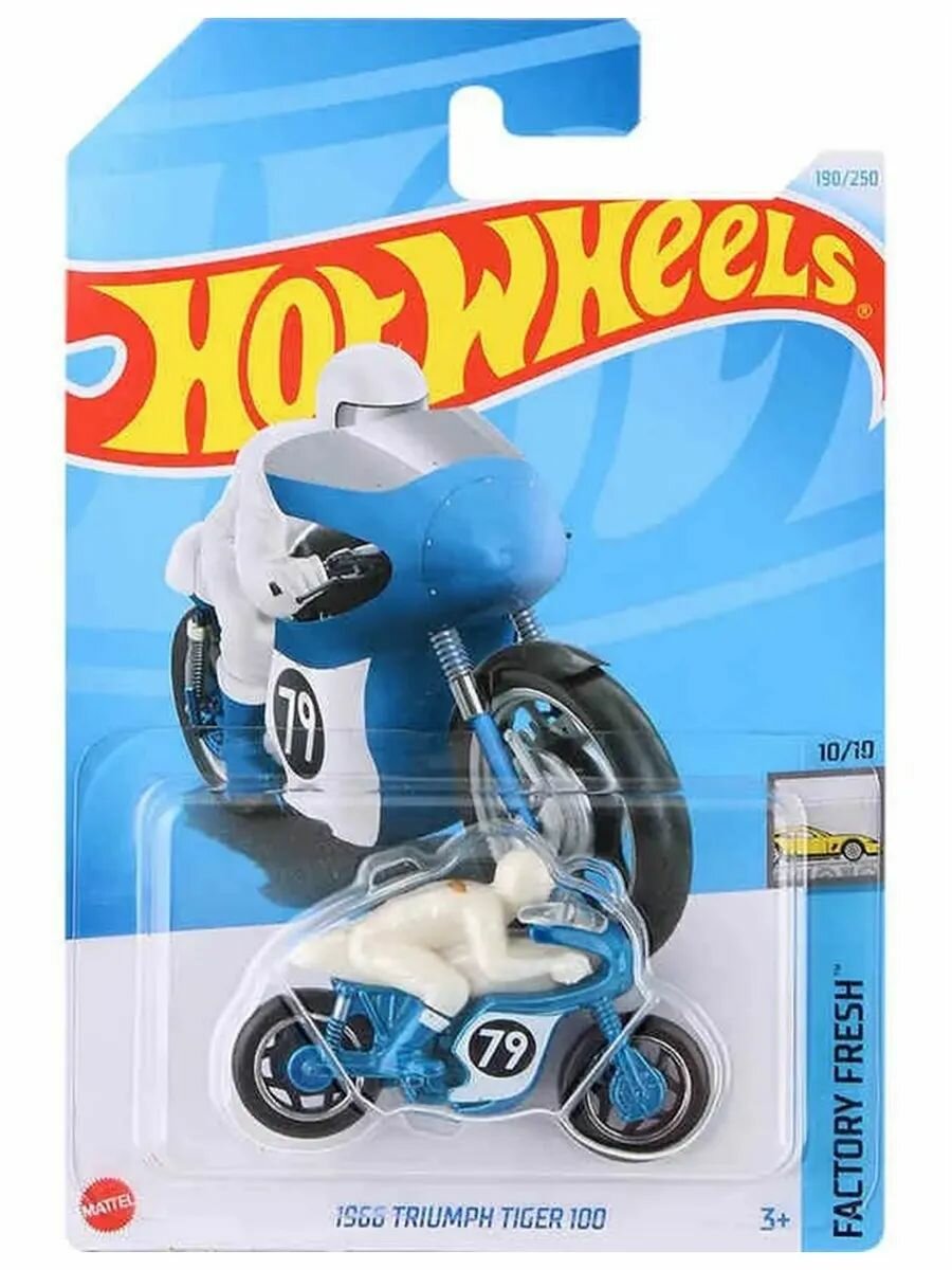 HTD43 Hot Wheels машинка металлическая игрушка коллекционная масштабная модель 1966 Triumph Tiger 100 Кейс 2024