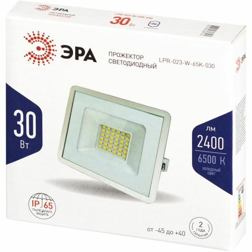 Прожектор светодиодный ЭРА LPR-023-W-65K-030 30Вт 6500K 2400Лм IP65 белый