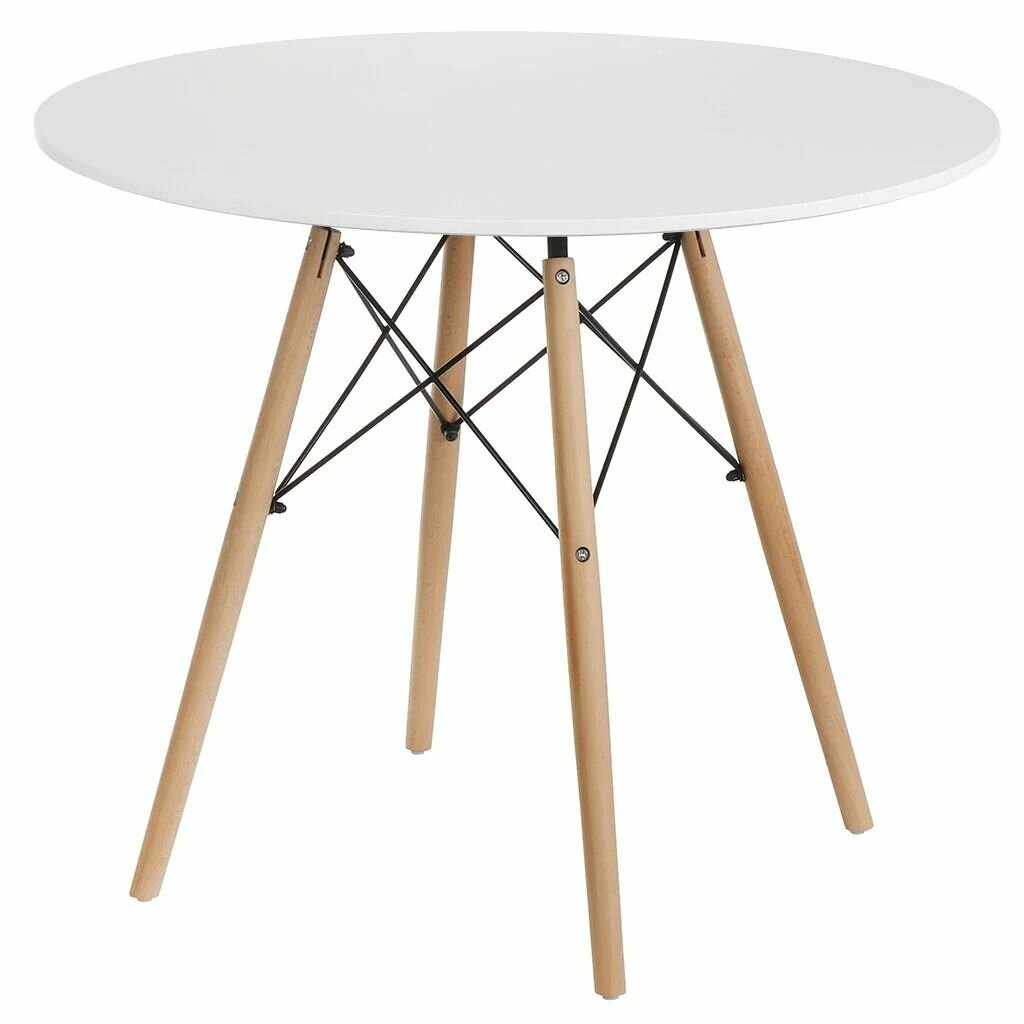 Стол обеденный круглый 90x73 см белый МДФ металл для кухни и гостиной YTST-001d90-wht