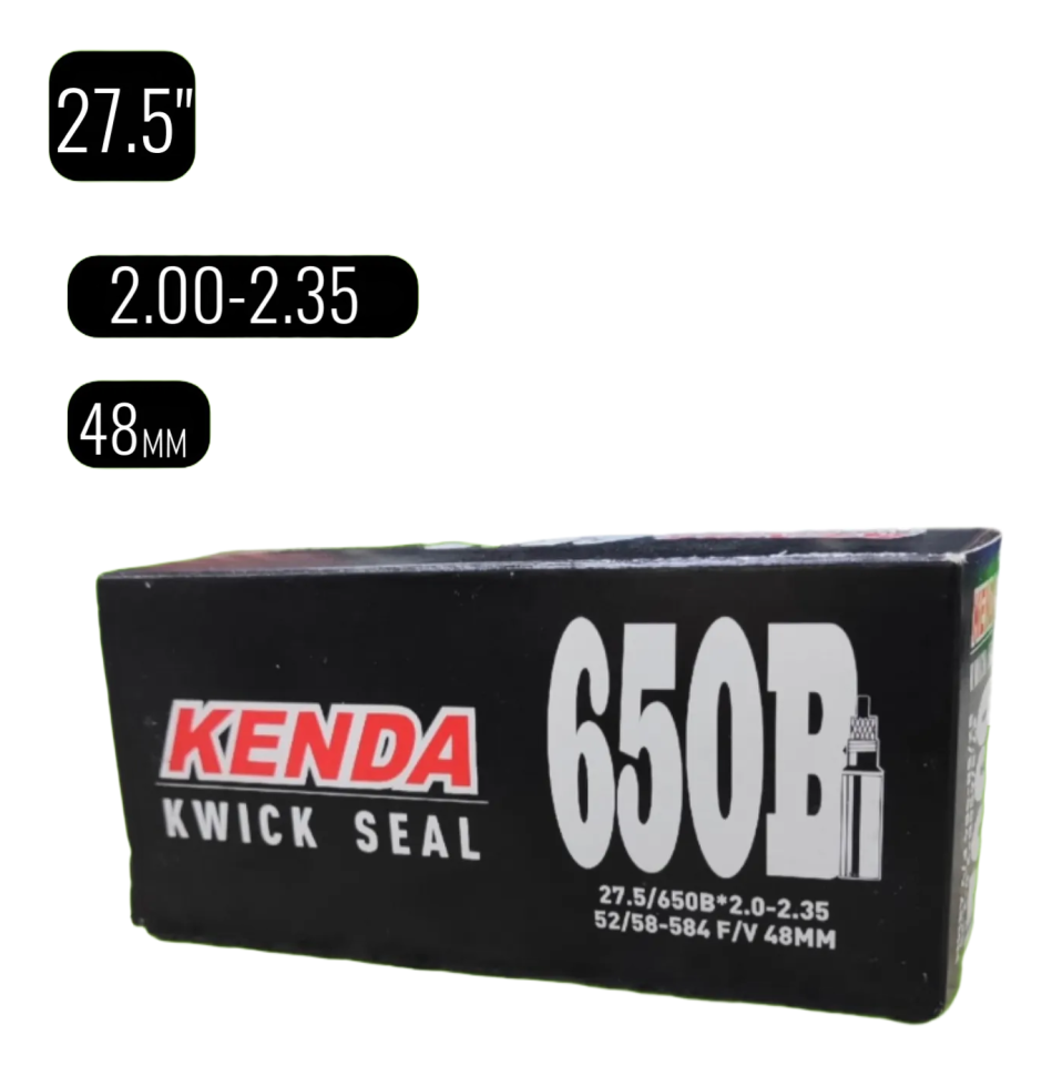 Велокамера Kenda 27.5x2.0-2.35, f/v-48 мм с антипрокольным наполнителем KWICK SEAL