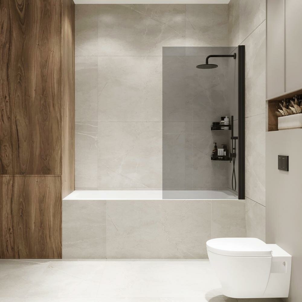 Шторка на ванну Terminus Ното 70 2CW150х70BT профиль цвет Черный матовый стекло тонированное