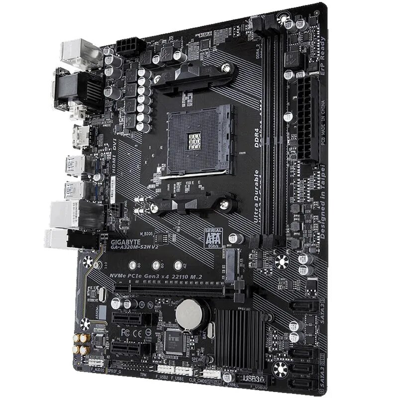 Материнская плата AM4 GIGABYTE GA-A320M-S2H V2 (B350 PCI-E Dsub+DVI+HDMI M2 MicroATX 2DDR4)