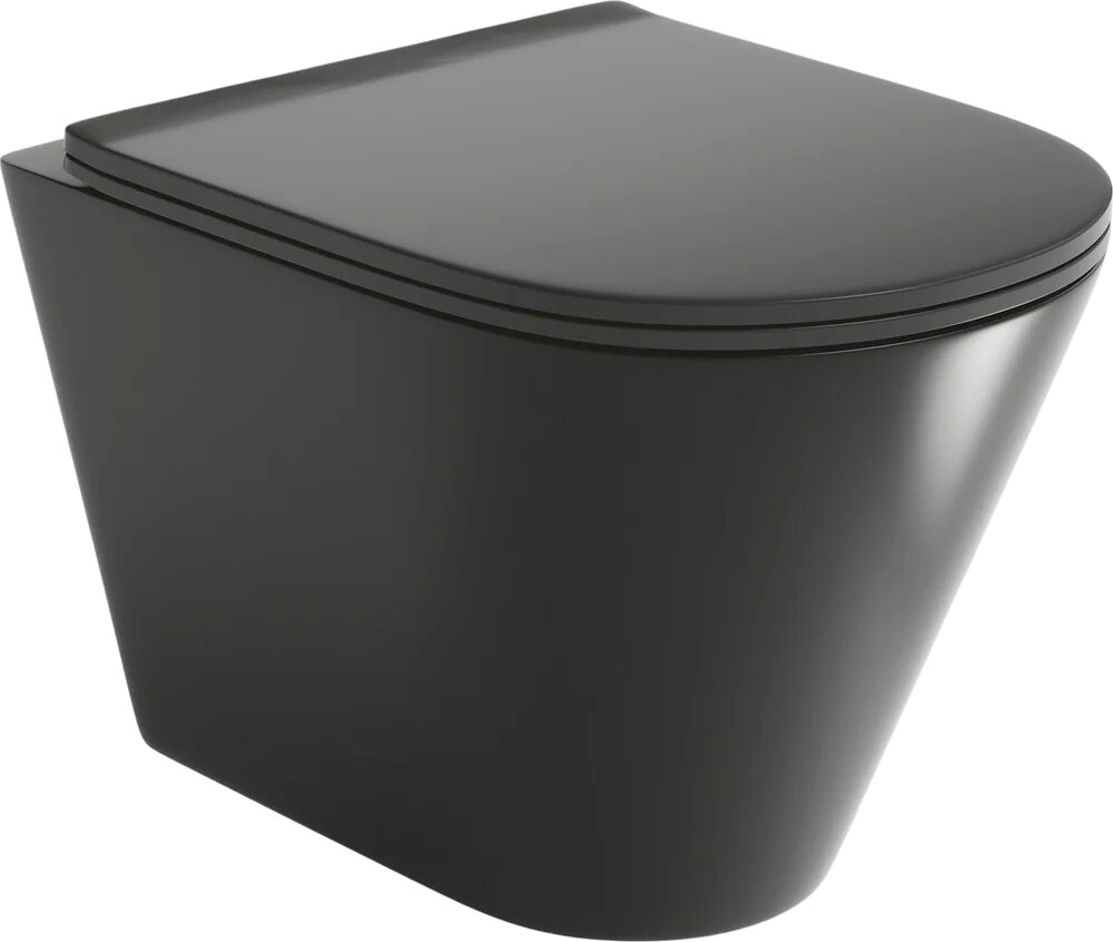 Унитаз подвесной Grossman GR-4477BMS с микролифтом безободковый овальный черный без бачка фаянсовый антивсплеск