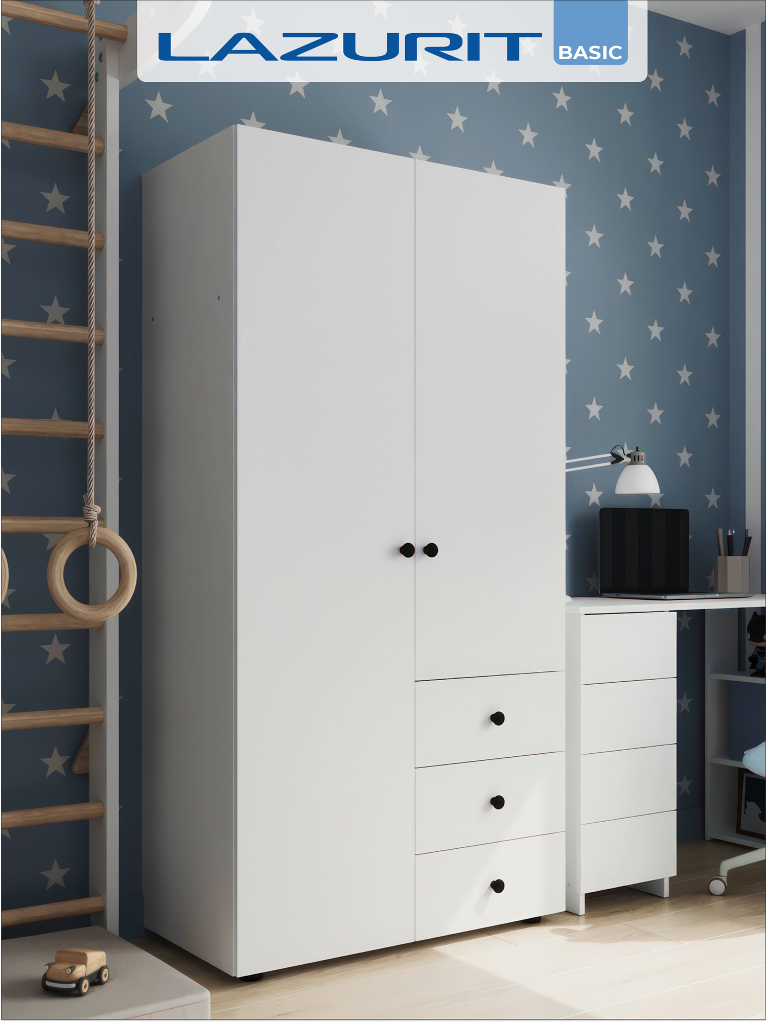 Шкаф для одежды детский Lazurit Эльбрус шкаф распашной в прихожую спальню белый с ящиками 175,7х45,8х89,3 см