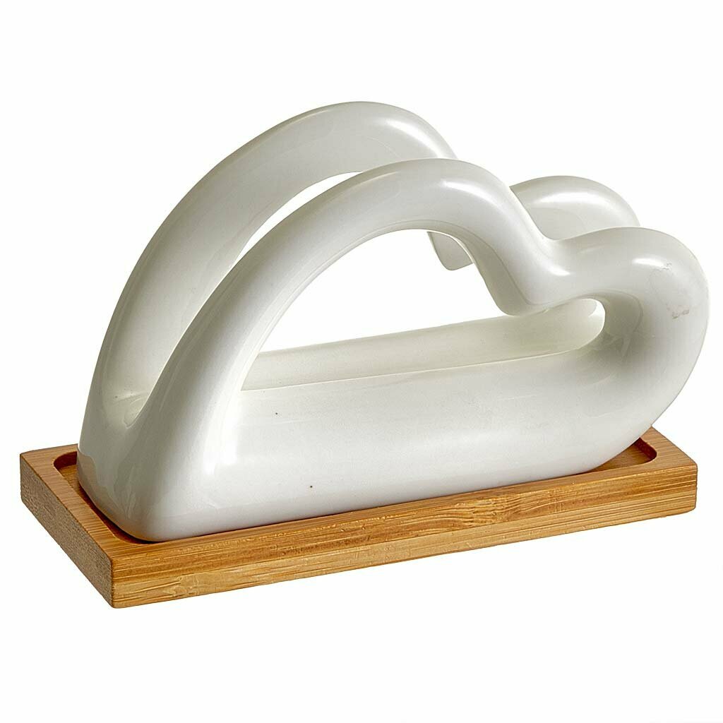 Салфетница фарфоровая на бамбуковой подставке Alpenkok AK5-0027