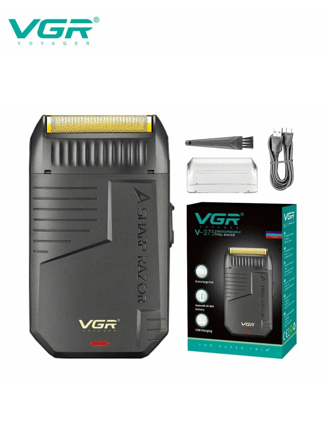 Триммер VGR V-375 VGR, зеленый, сеточный, водонепроницаемый, питание от аккумулятора