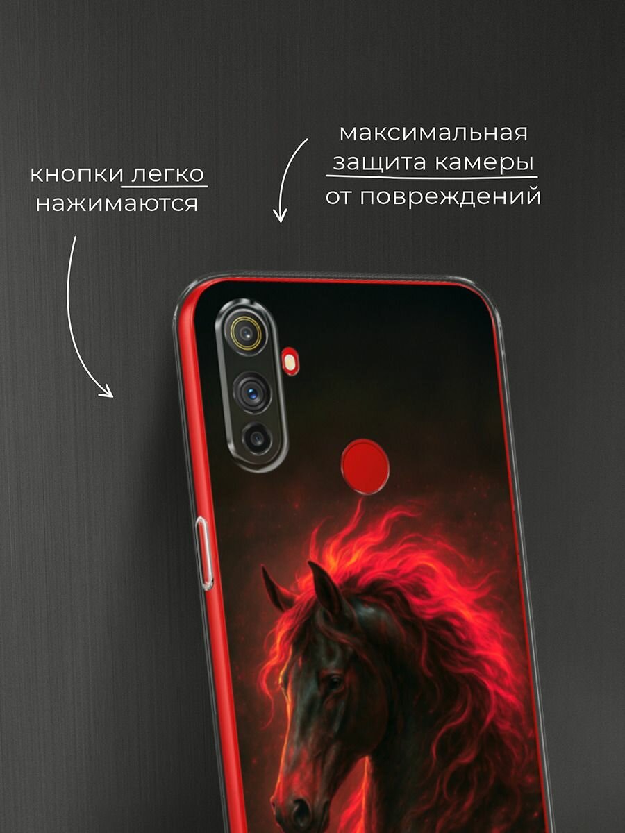 Силиконовый чехол на Realme C3 / Реалми C3 с принтом Конь и грива — фото 1
