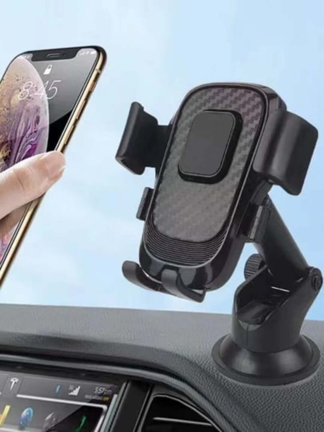 Автомобильный держатель телефона на панель или стекло с мощной вакуумной присоской, 360°