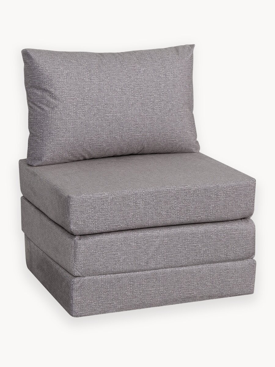 Кресло кровать раскладное бескаркасное в гостиную Мюнхен, трансформер для дома и дачи, светло-серый флок Ами Мебель