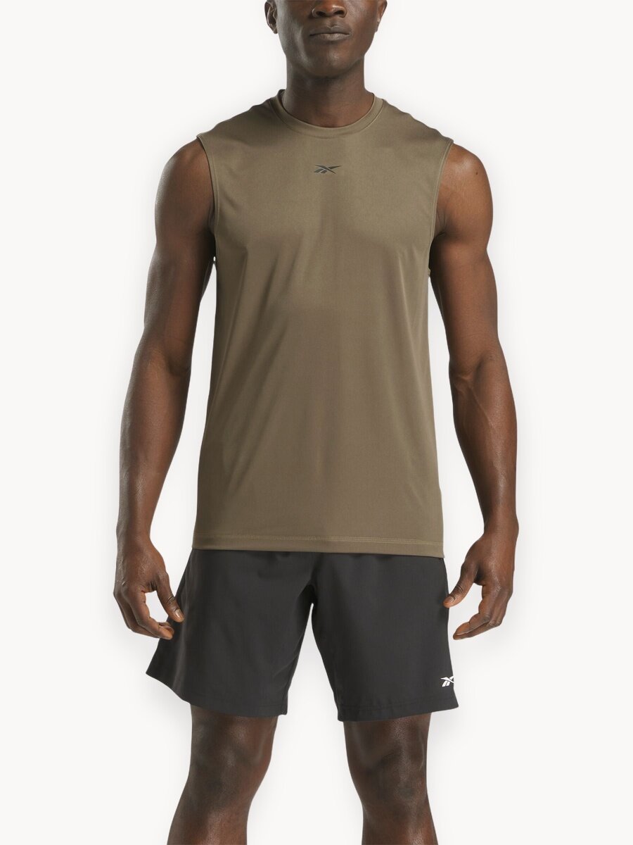 Майка Reebok Train Sleeveless Tech Tee, размер S INT, темно-зеленый