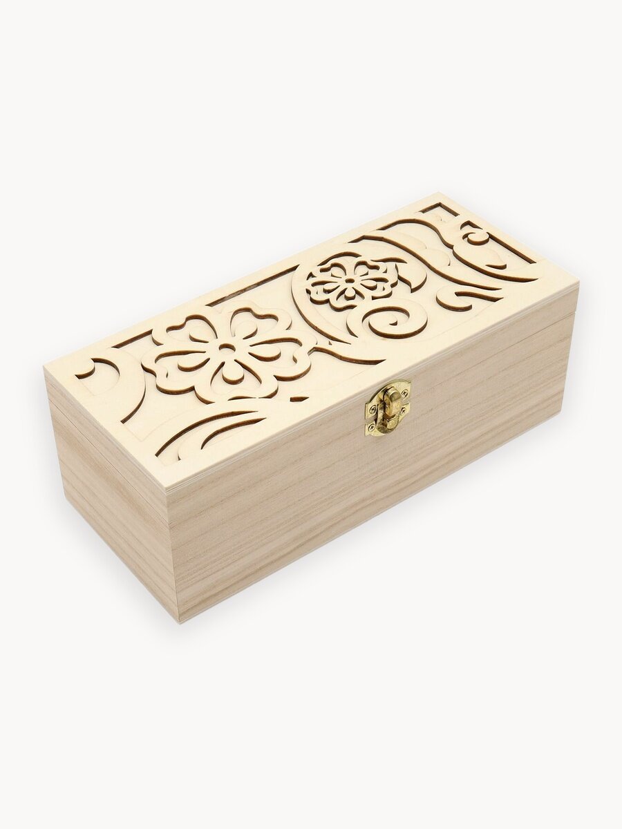 Шкатулка для украшений и мелочей деревянная 'Цветочный узор', 25*11*9 см, для росписи и декорирования, Astra&Craft