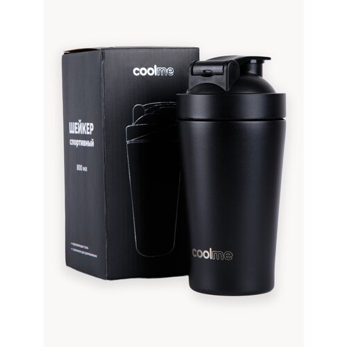 Шейкер FlexMe & Chakra, для протеина, металлический, черный, 800мл