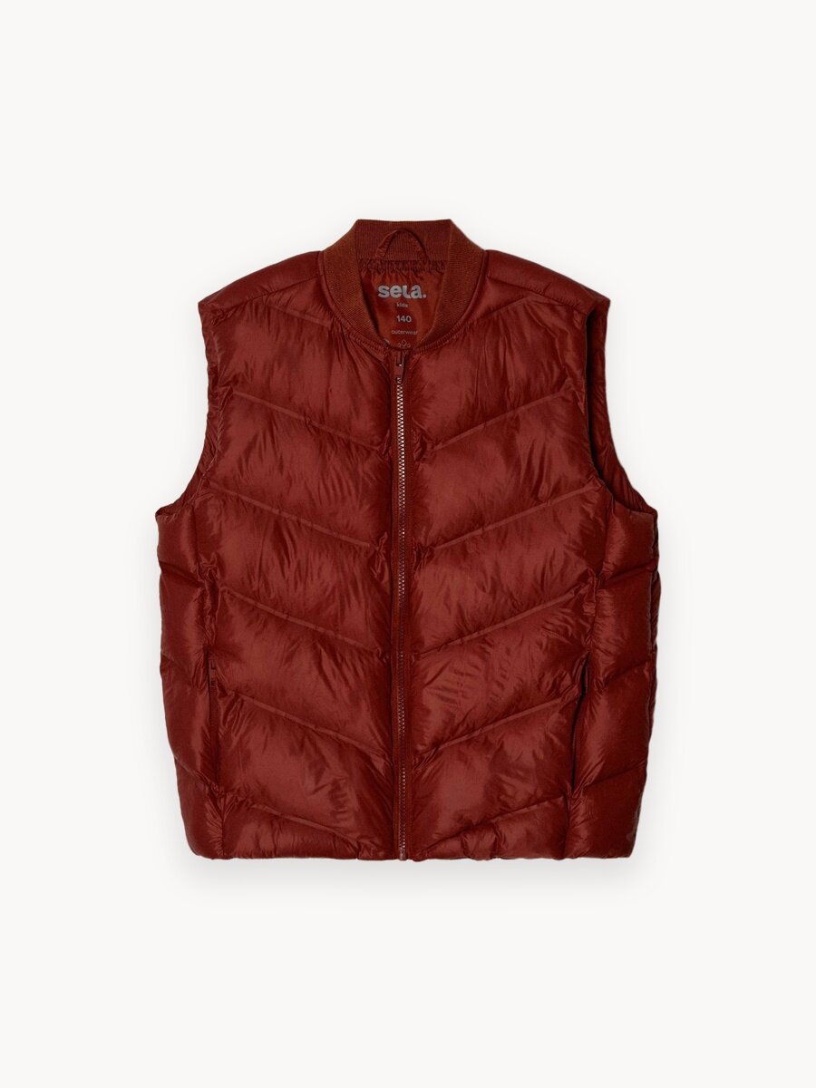 Жилет утеплённый Sela, размер 128, терракот/кирпичный