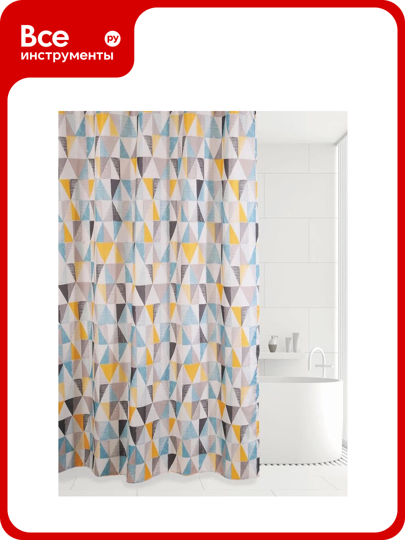 Штора для ванной комнаты Bath Plus 180х200 Triangular Scrawl khaki tone ch-21260/5