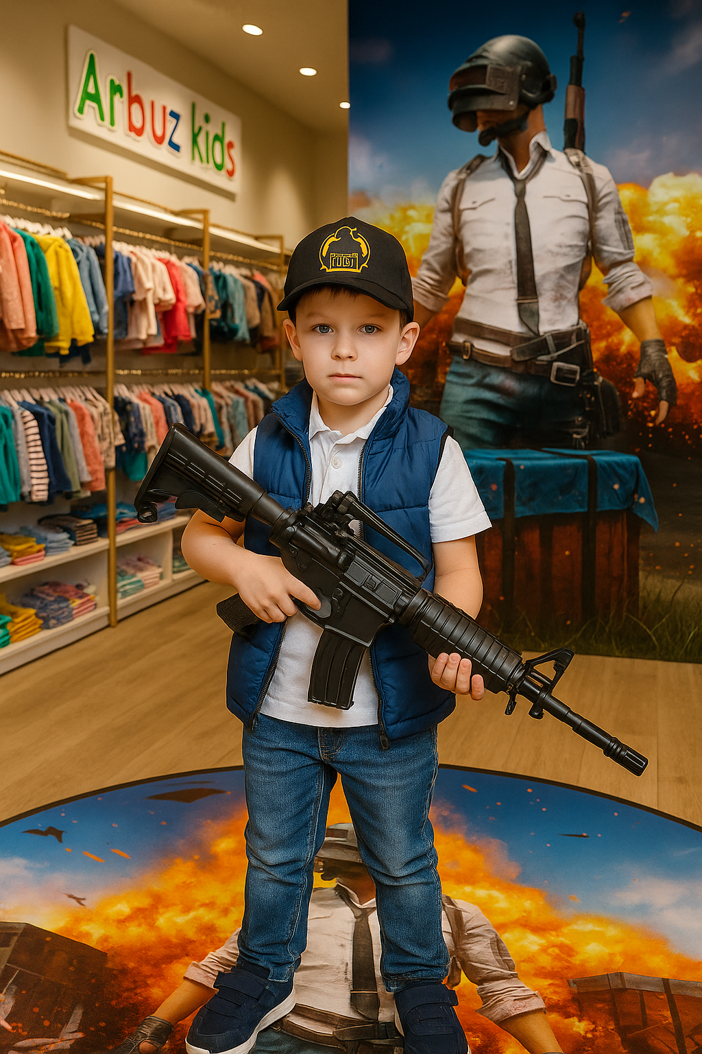 Бейсболка  Кепка и футболка PUBG для мальчиков — стильный геймерский комплект для мальчиков, размер freesize, черный
