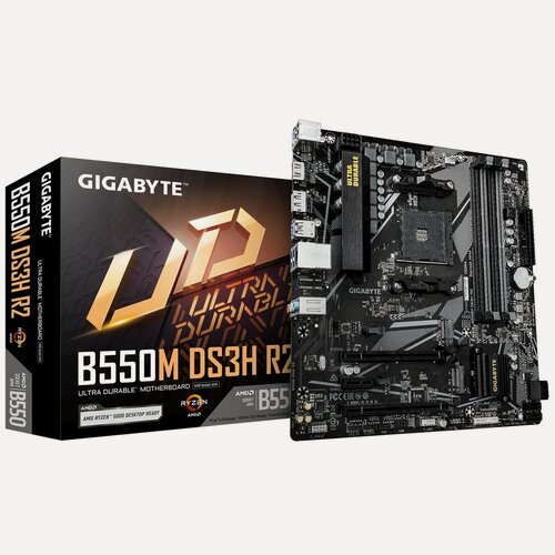 Изображение товара Материнская плата Gigabyte B550M DS3H R2, AM4, AMD B550, Micro-ATX, RTL (B550M DS3H R2)