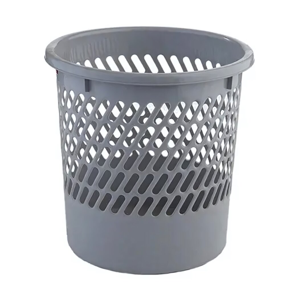Корзина для бумаг 10л с перфорацией пластик серый цвет модель С909