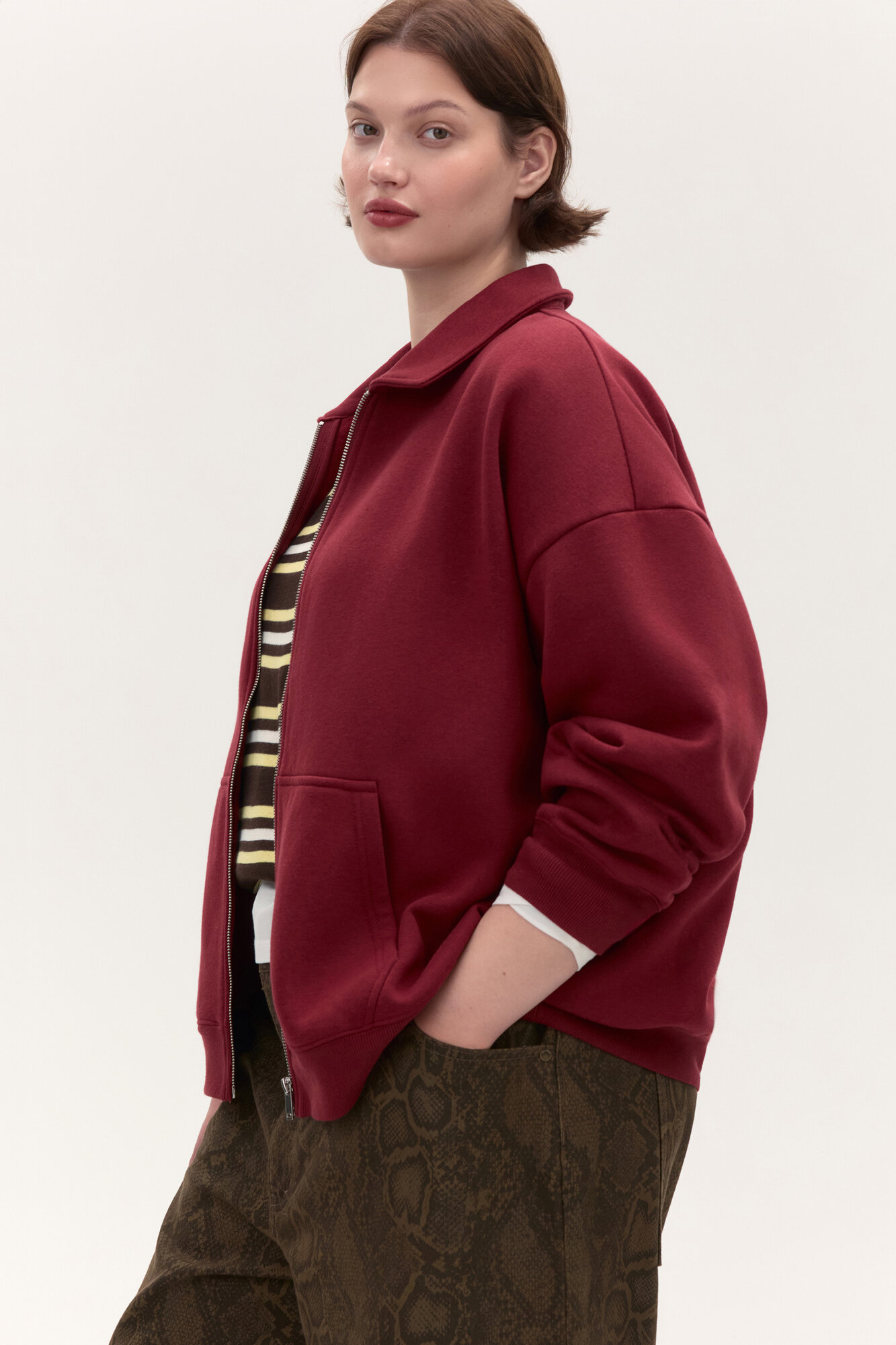 Толстовка Befree Plus Size, размер XXL, , бордовый