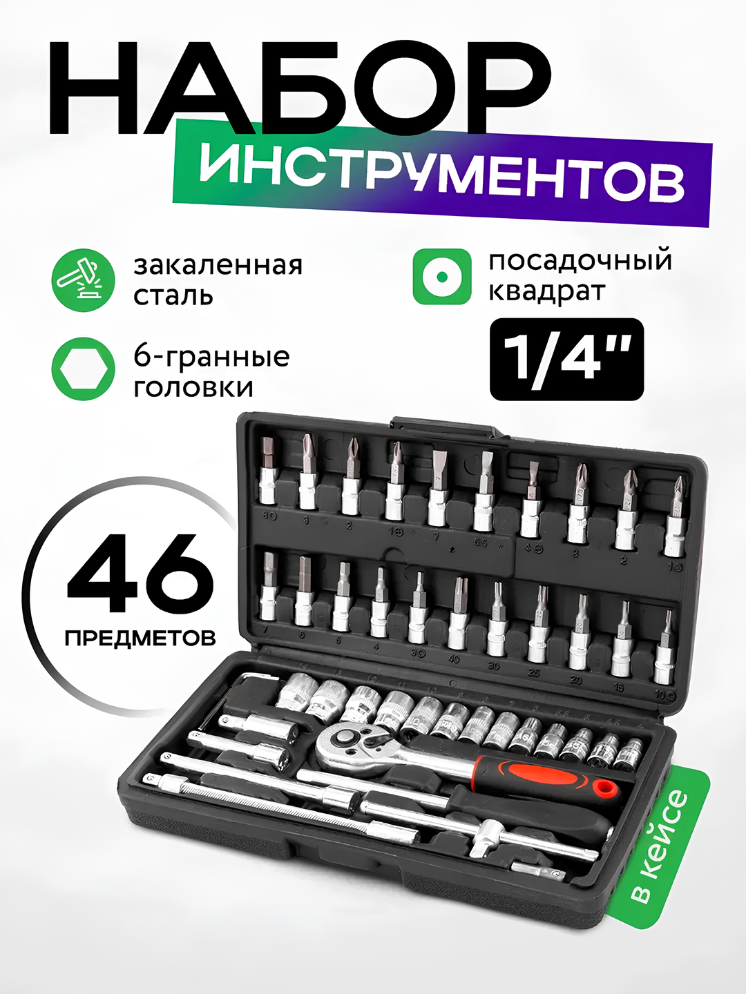 Универсальный набор инструментов 46 предметов : удобное решение для дома, гаража и автомобиля