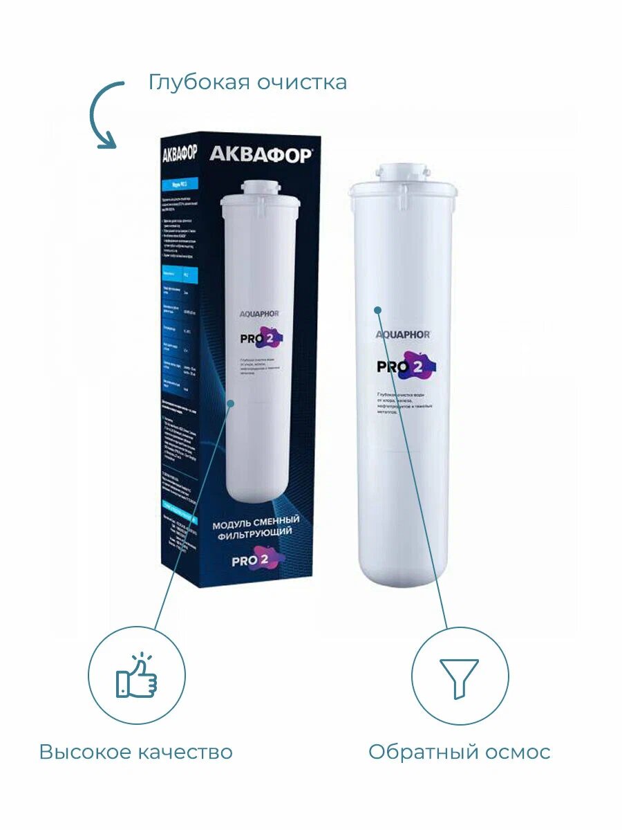 Сменный модуль Аквафор Pro 2, для систем DWM, Pro, 2 л/мин, 2 мкм — фото 1