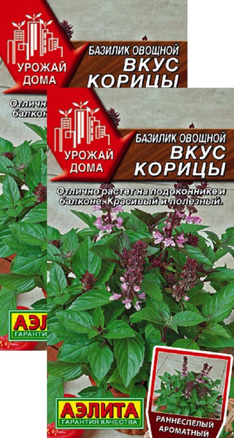 Семена Базилик овощной Вкус корицы - Урожай дома (02 г) 2 пакета