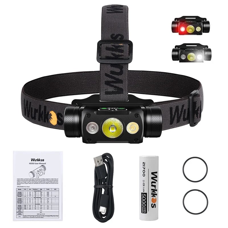 Wurkkos HD50 налобный фонарь красный свет 660 нм