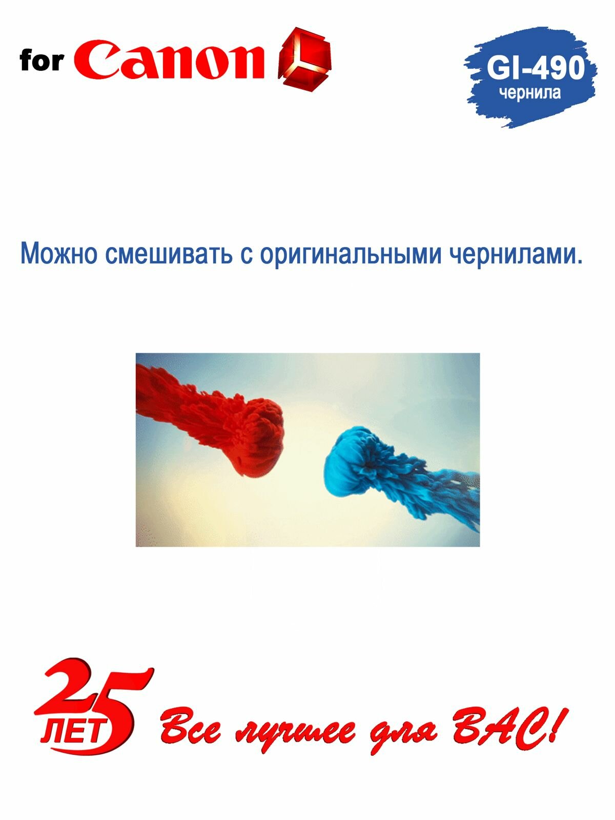 Чернила Canon GI-490 для принтеров Pixma G3411 G3410 G2411 G2415 G3010 комплект от INKO 4 цвета по 100мл — фото 1
