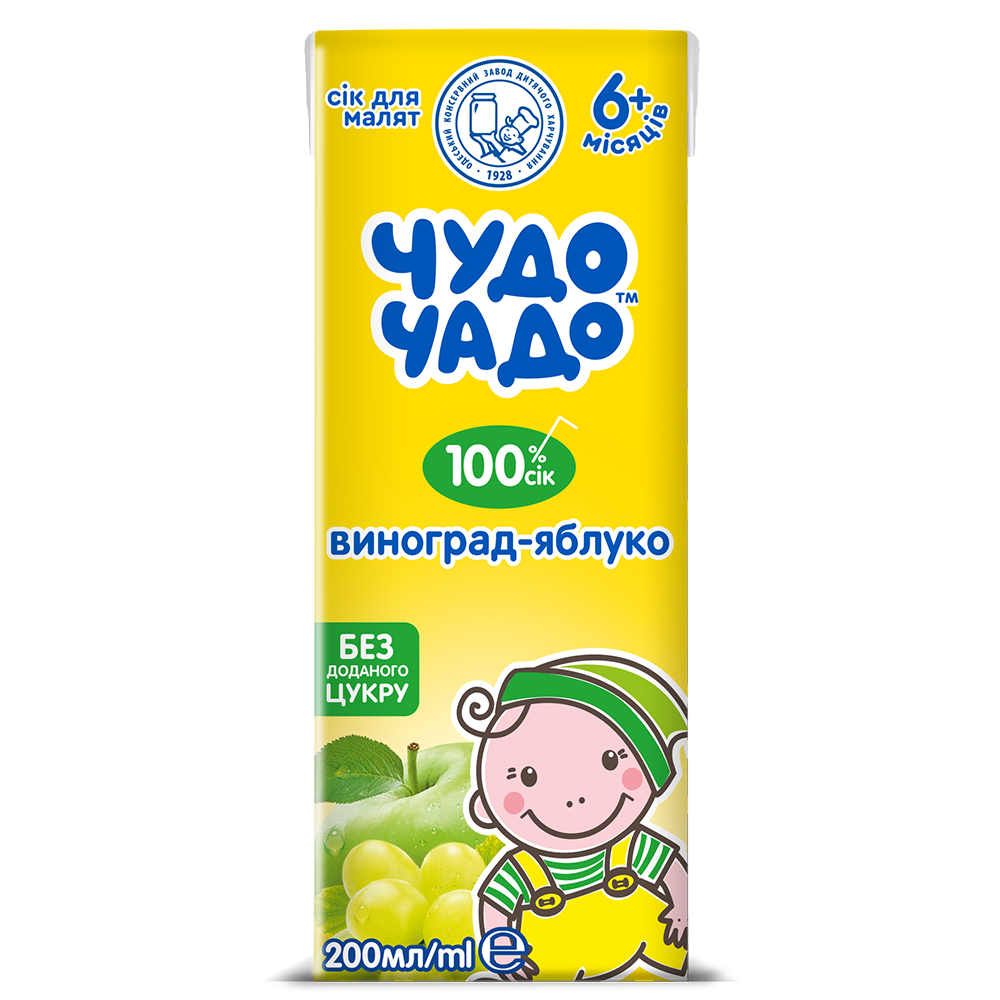 Сок виноградно-яблочный осветленный «Чудо-Чадо», 200 мл