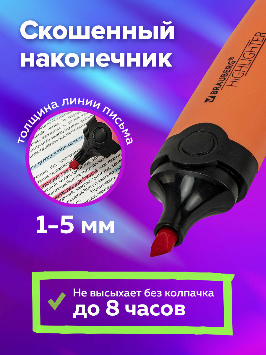 Текстовыделители пастельные и неоновые, набор 24 цвета, маркеры для рисования, скетчинга, выделения текста на подставке, Brauberg Delta, 152506 — фото 1