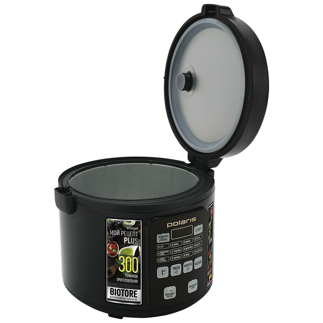 Мультиварка Polaris PMC 0567AD, 300 программ, 5л, 750Вт, антипригарное покрытие, черная — фото 1