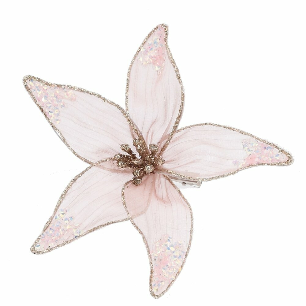 Цветок искусственный Пуансеттия (на клипсе) 15х15х6 см KSM-824304