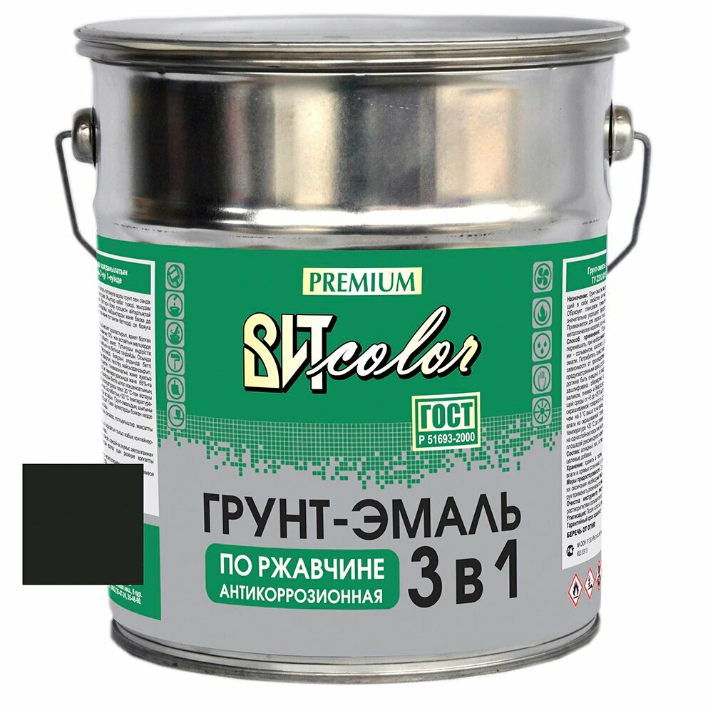 Грунт-эмаль по ржавчине 3в1 ВИТcolor черная 5 кг