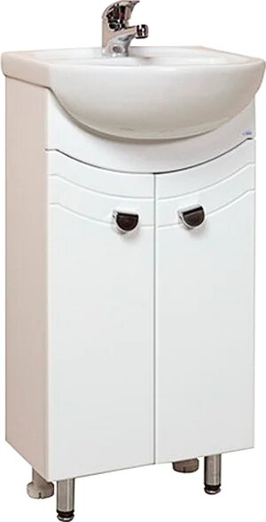 Тумба под раковину без столешницы Onika Манго 40.11 напольная, белая, глянцевая, из МДФ, тумба для ванной, с дверками