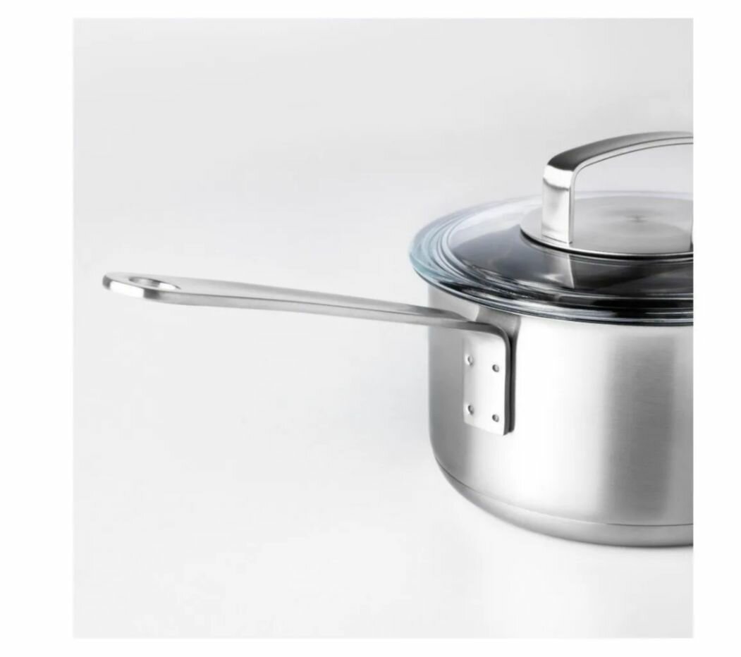 Кастрюли И Ковши Xiaomi Ковш "365+" 20373466, с крышкой, нержавеющая сталь, стекло, 2л