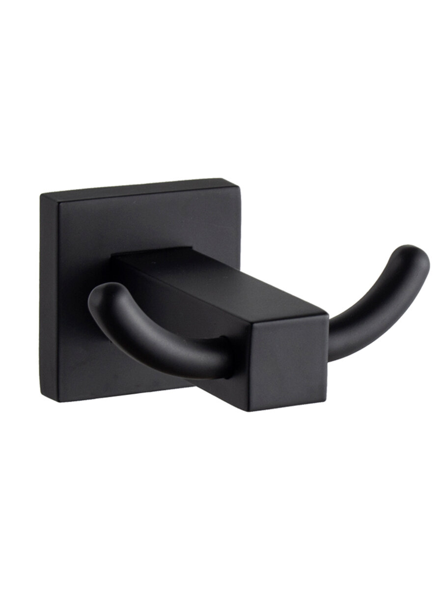 Крючок двухрожковый навес квадро металл черный