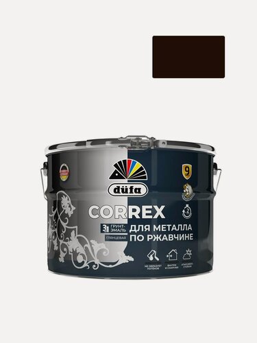 Изображение товара Грунт-эмаль по ржавчине гладкая Correx 3 в 1 RAL-8017 шоколад 10 л