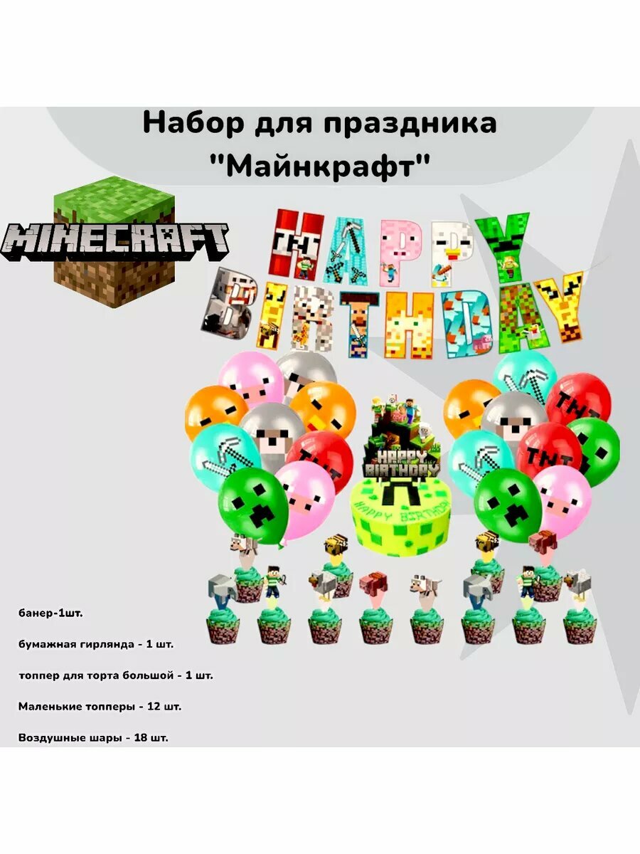 Набор для праздника Майнкрафт — фото 1