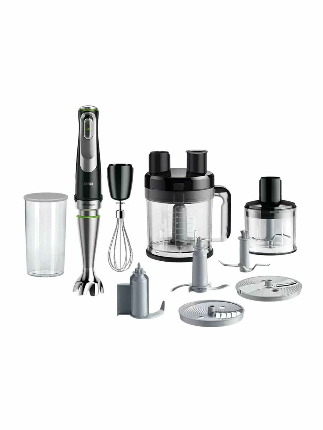 Погружной блендер Braun MQ9195XLI, мощность 1200Вт, черный с металлическими элементами