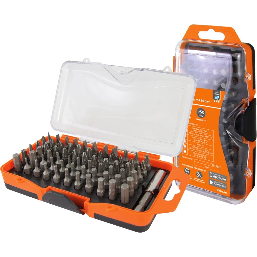 TDM ELECTRIC Набор бит №4 66 бит: SL PH PZ HEX TORX SQ удлинитель сталь CR-V в пласт. держ.«Алмаз» SQ1019-0104