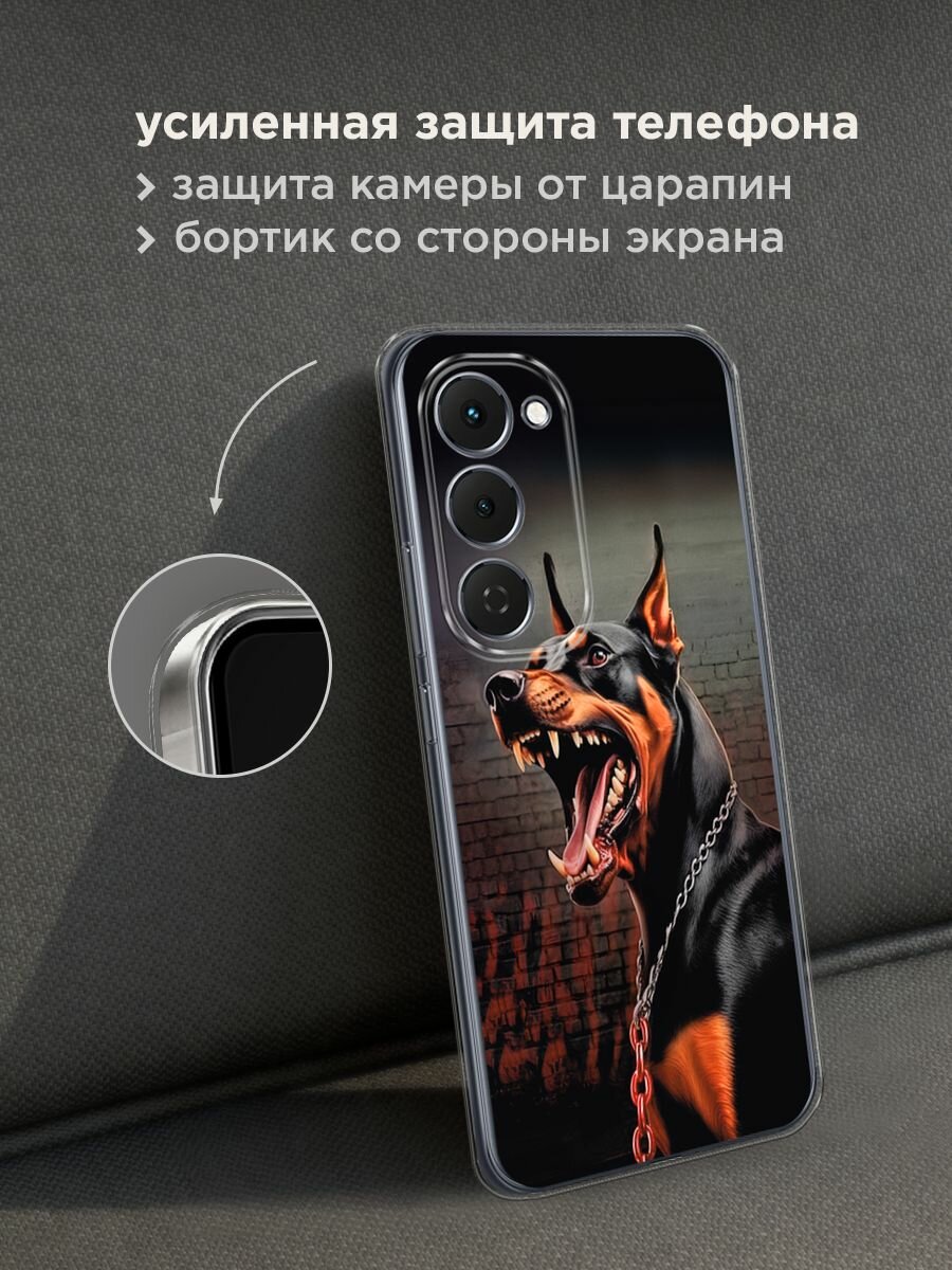 Чехол на Tecno Spark 40 Pro+ / Текно Спарк 40 Про+ с принтом "Доберман с цепью" — фото 1