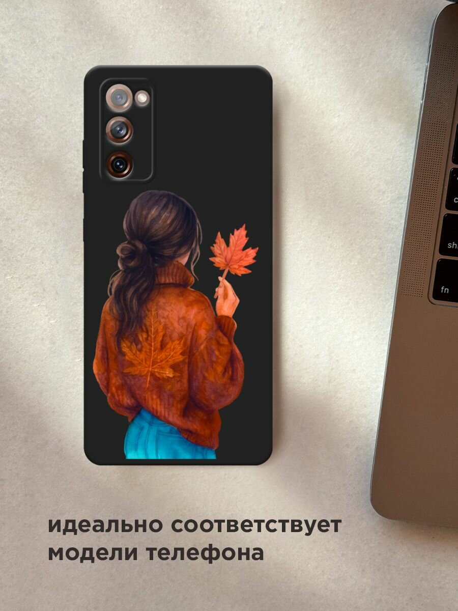 Чехол на Samsung Galaxy S20 FE / Самсунг Галакси S20 FE с принтом "Девушка с опавшим листом", прозрачный — фото 1