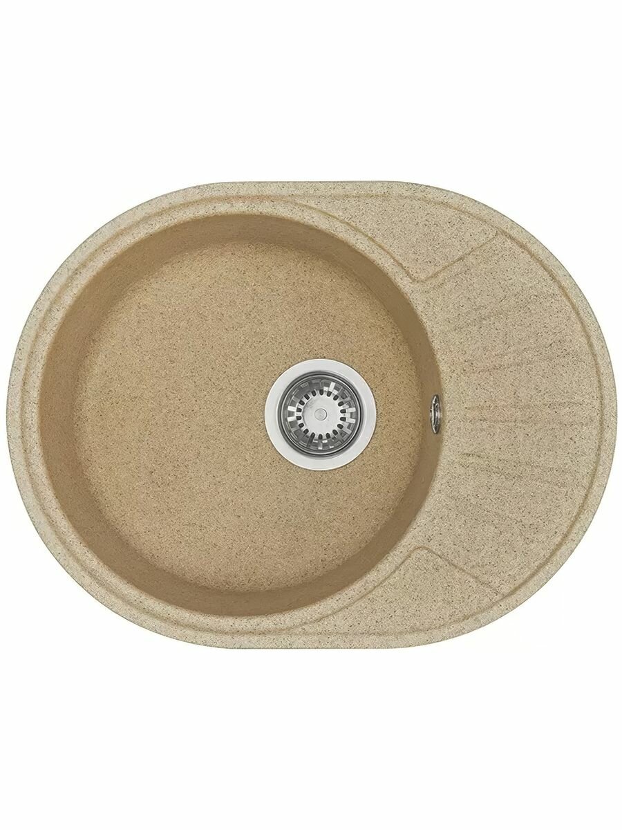Мойка керамогранитная Aquaton Чезана (568х437х191) одинарная с крылом песочный 1A711232CS220