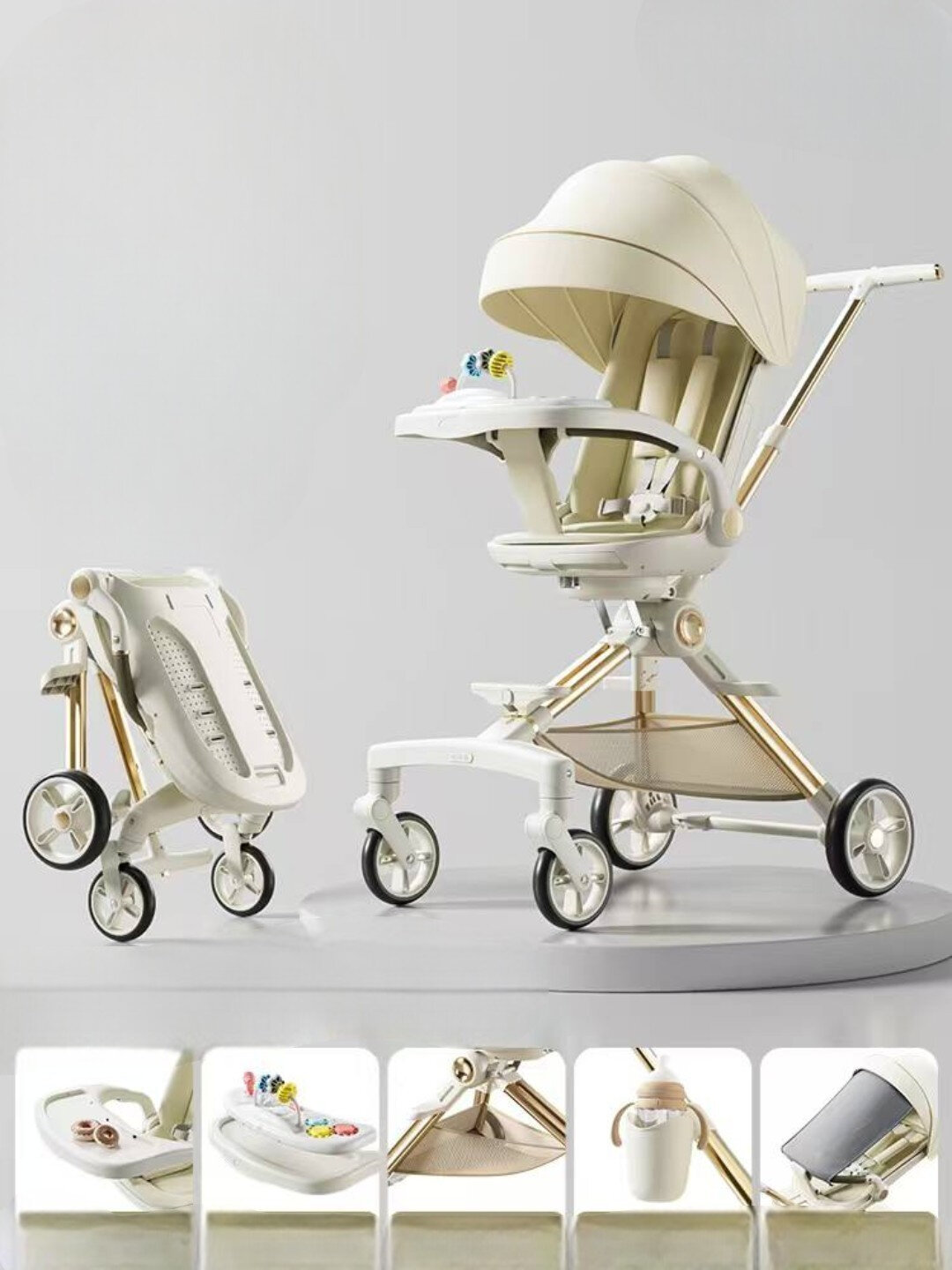 Дрон-коляска для детей от 0 до 3 лет, лёгкая складная модель с регулируемой ручкой и мягкими гелевыми колёсами